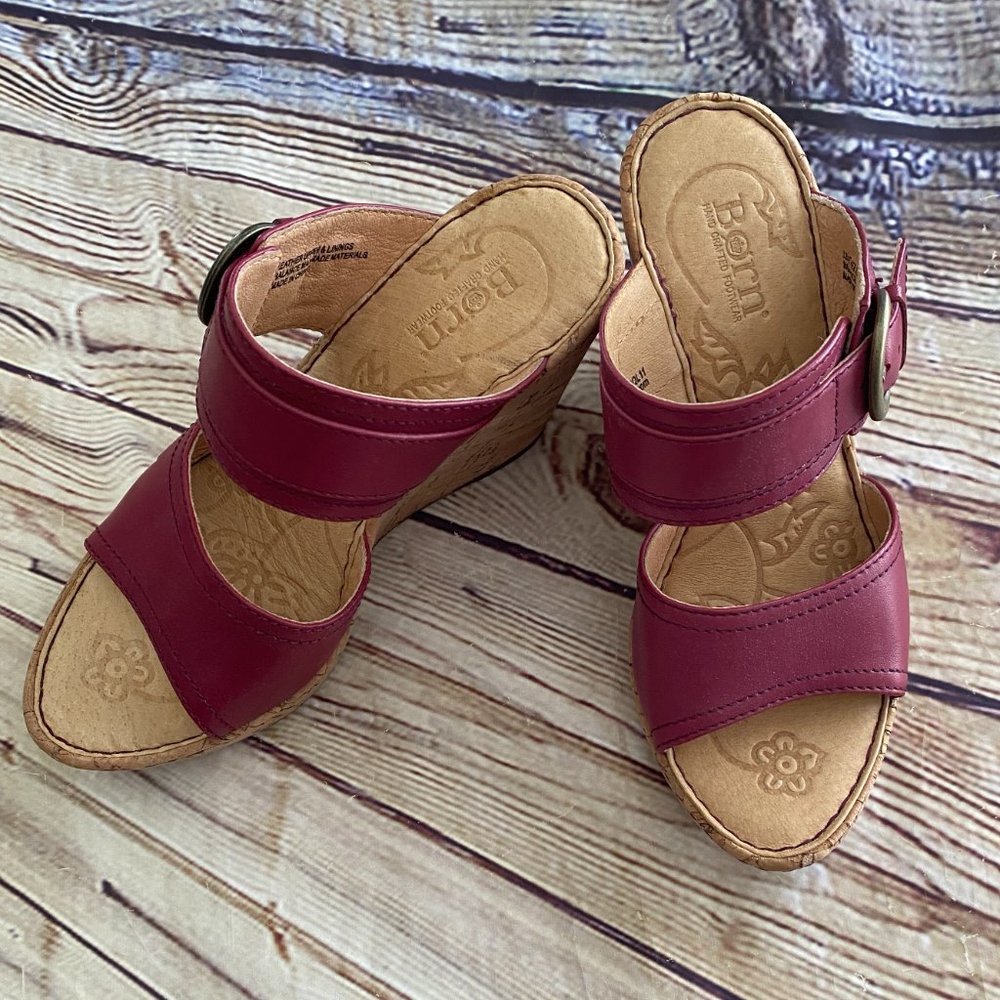 Like New Born Pink Double Strap Zee Cork Wedges Size 8 - Picture 3 of 8